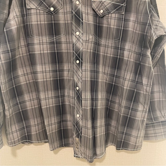 Rafter C gray plaid long sleeve pearl snap button down. Size: xxl - Picture 6 of 9